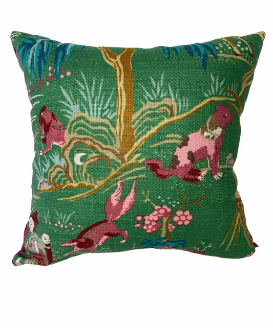 Chinoiserie Accent Pillow - Green