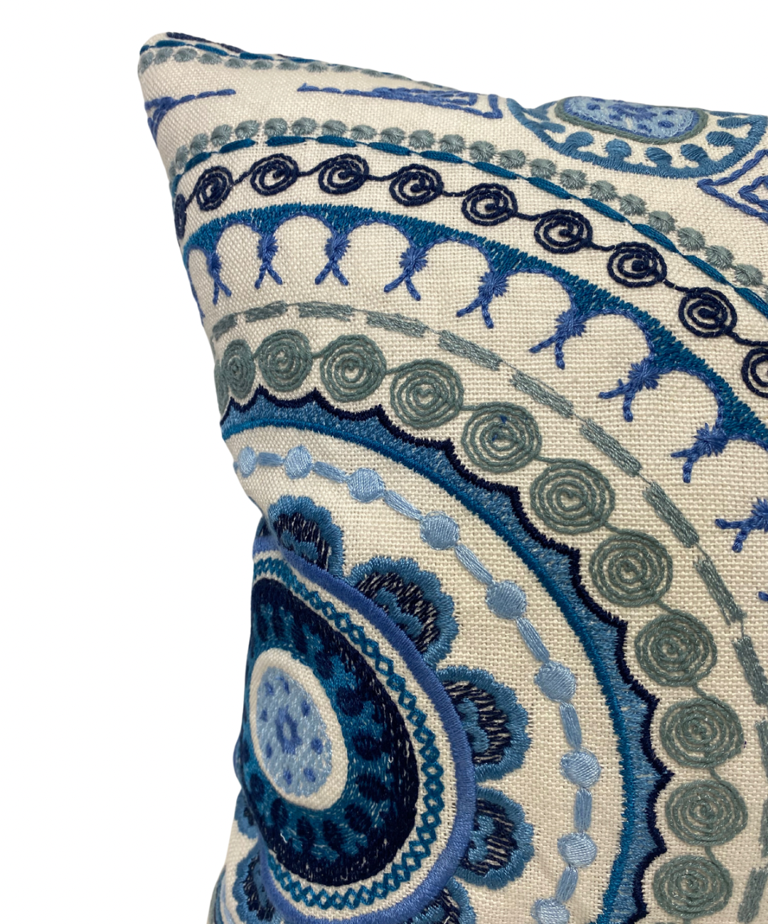 Circles Embroidery Accent Pillow - Blue