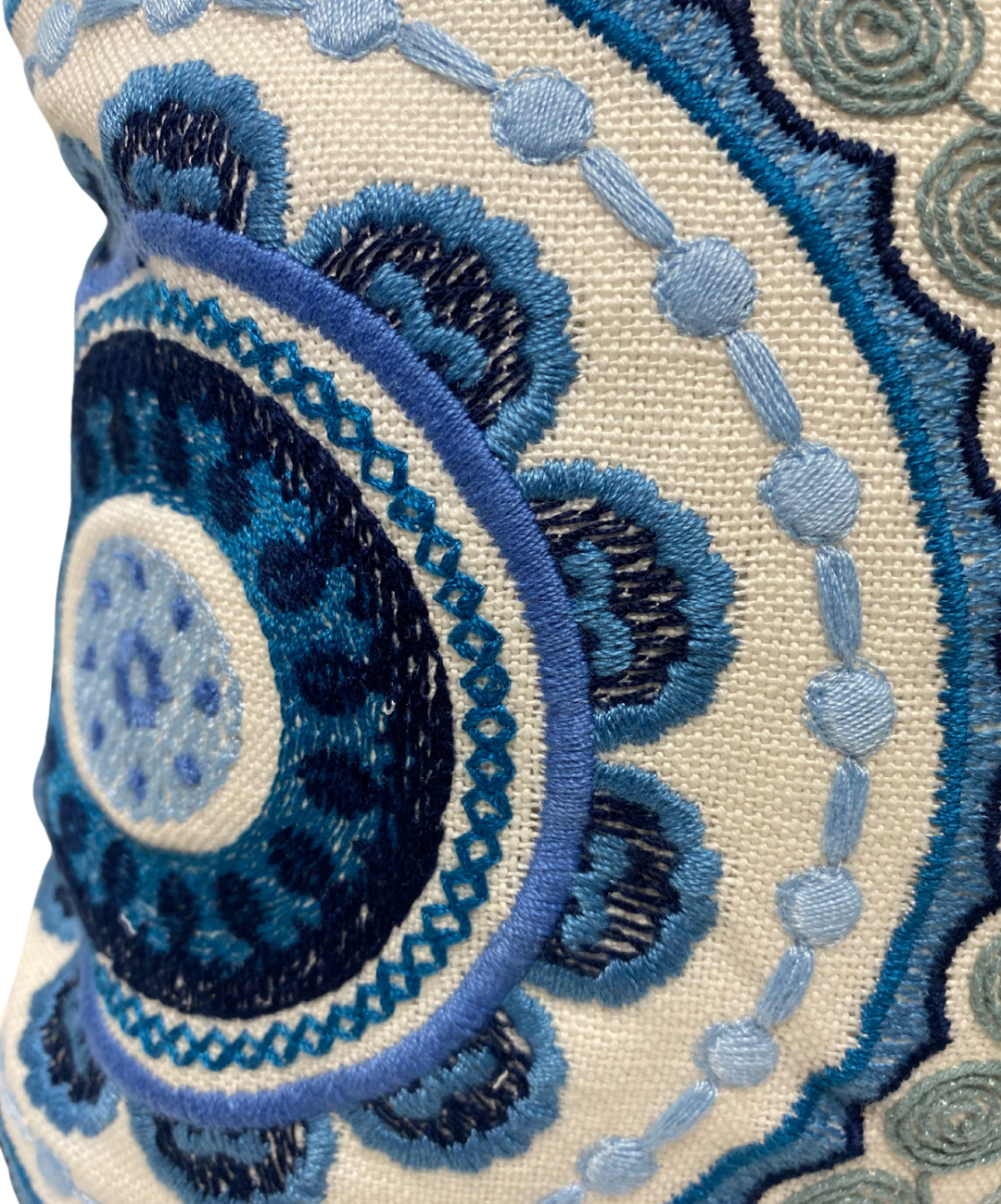 Circles Embroidery Accent Pillow - Blue